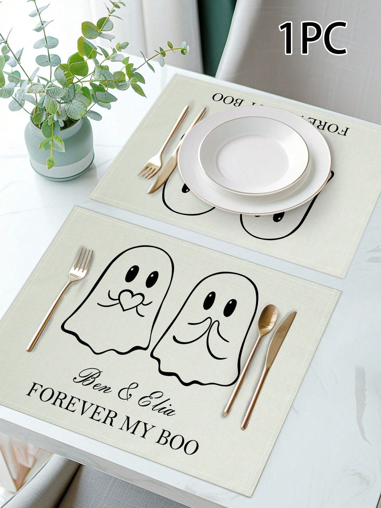 Custom Halloween Ghost Pattern Placemats